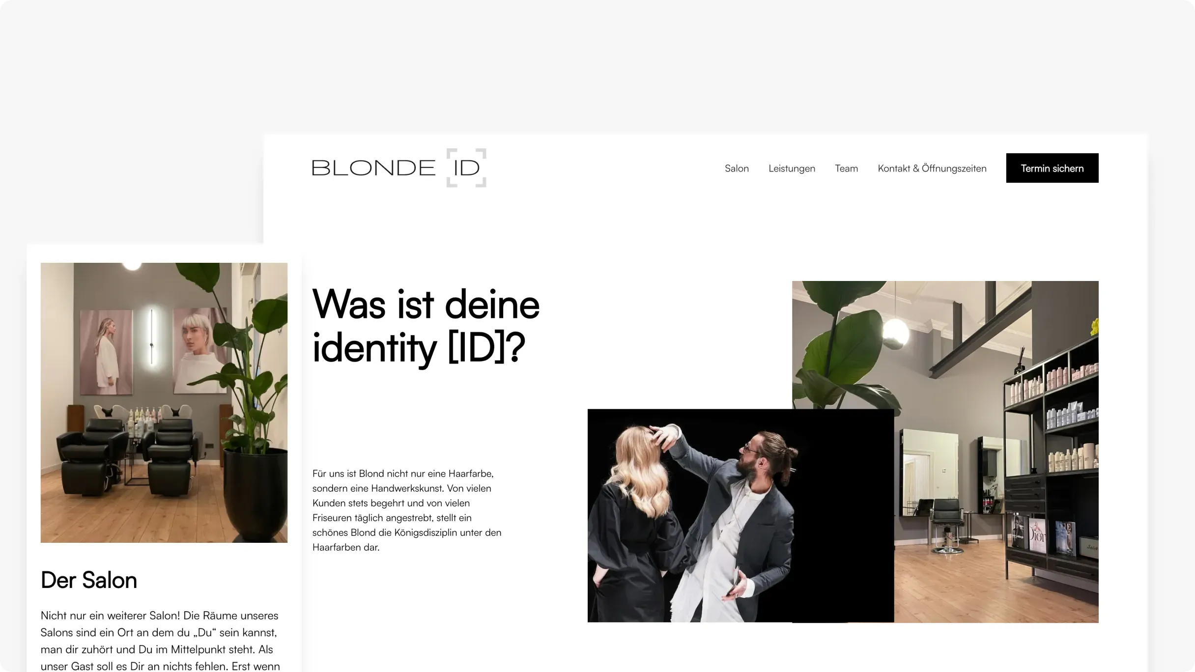 Mockup-Collage der BlondeID Webseite